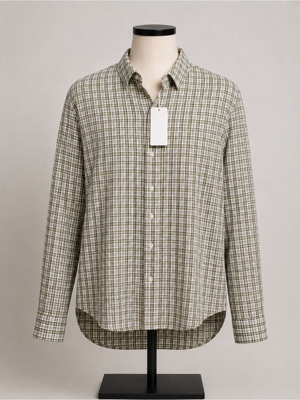 Vince Mens Oxford Plaid Shirt Size Medium Classic Fit Long Sleeve Green Check